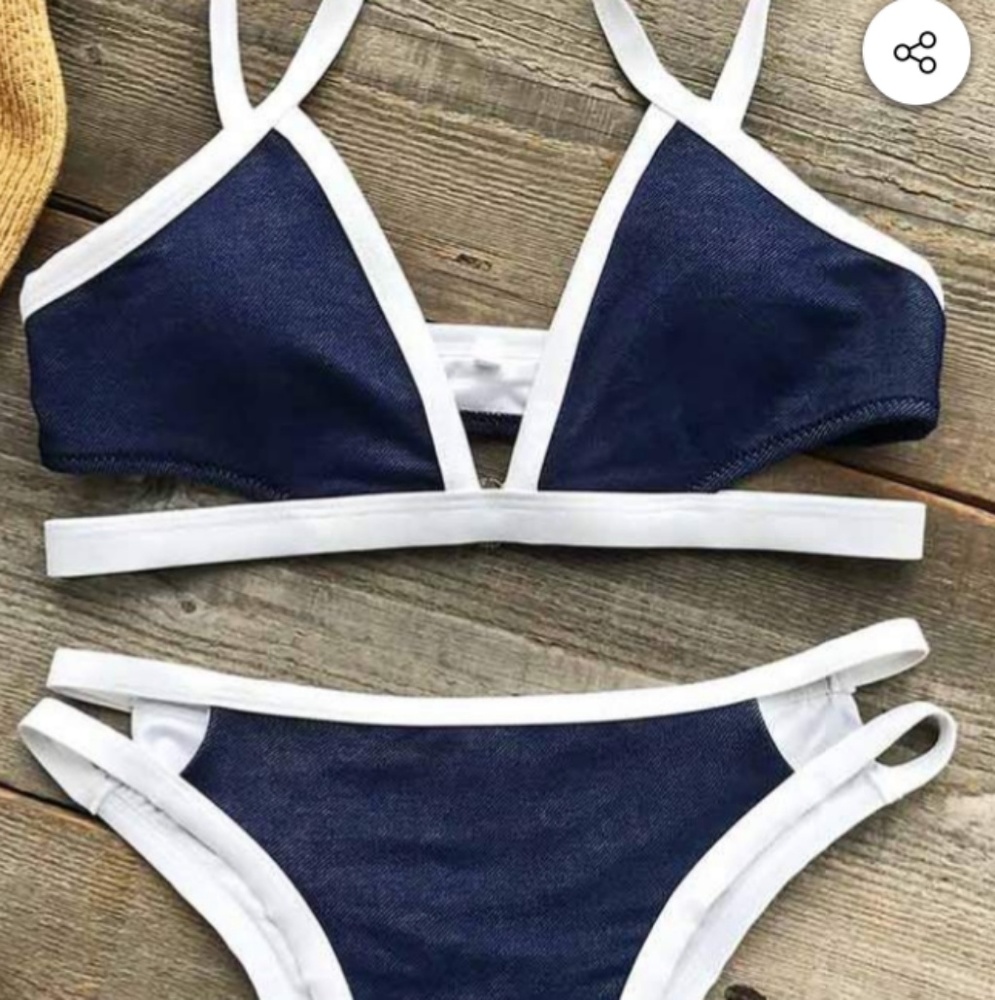 Cupshe  Denim Look Bikini Set Top & Bottom M